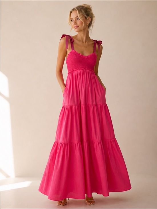 Free People Dresses & Skirts - Free People Bluebell Solid Pink Cotton Maxi Dress Size Large 54438